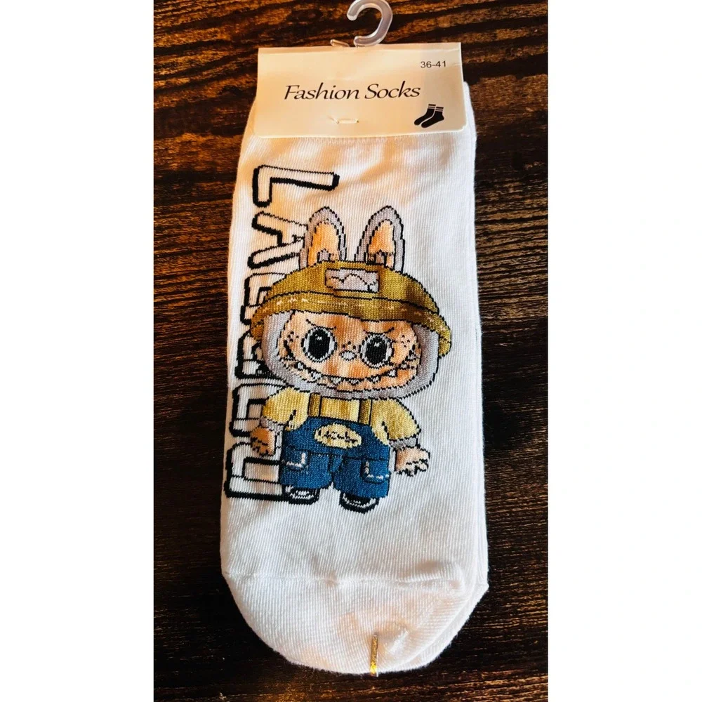 Labubu Graphic White Ankle Socks Fashion Socks New